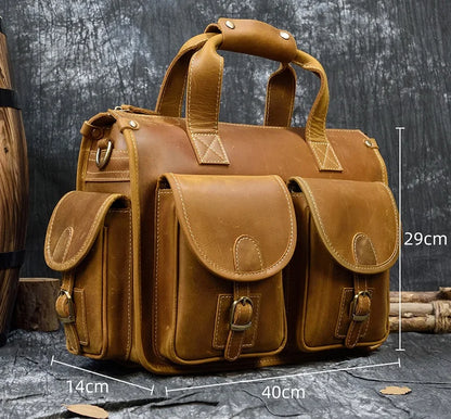 Laptop Briefcase Genuine Leather Shoulder Bag