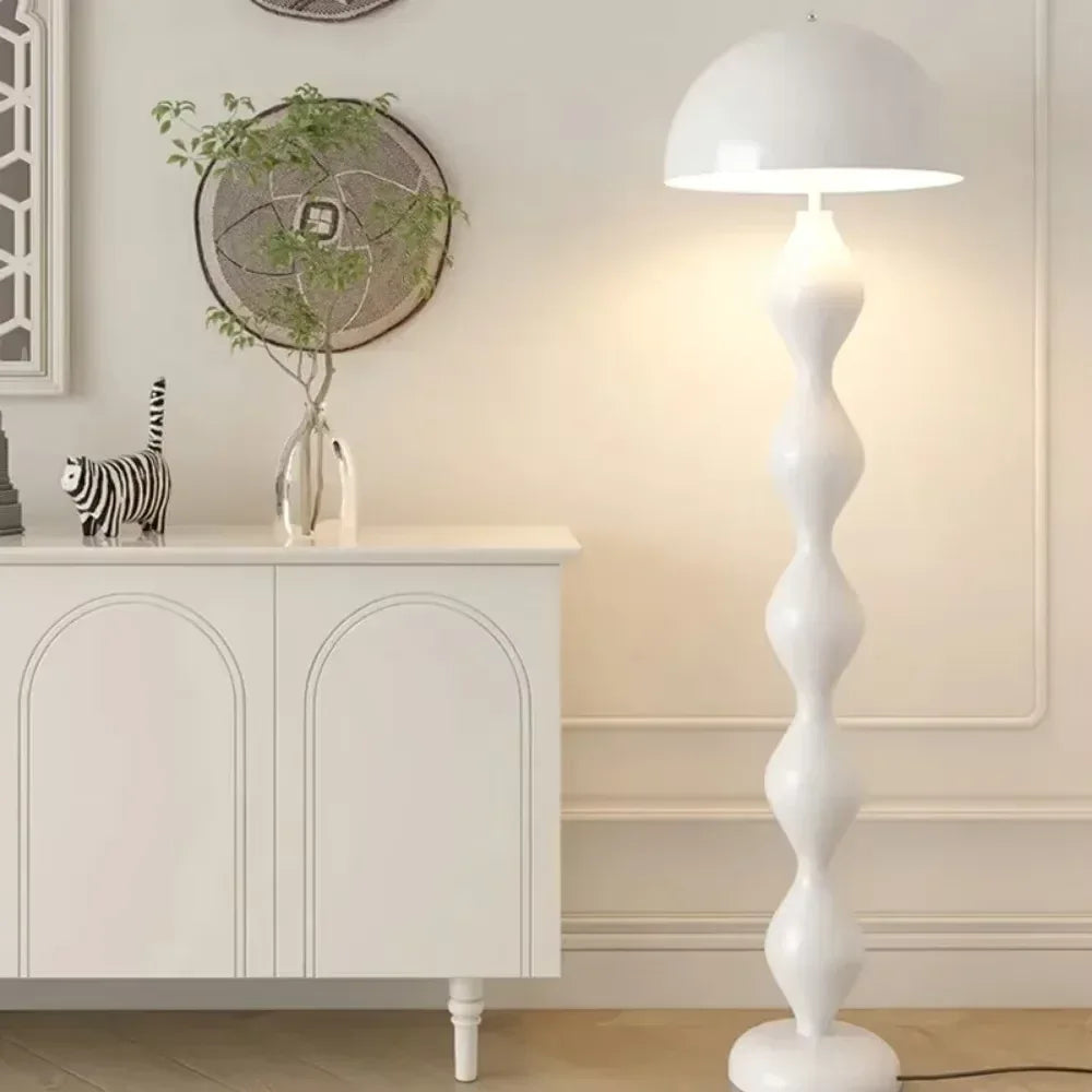 Cream Tall Macaron Mushroom Floor Lamp