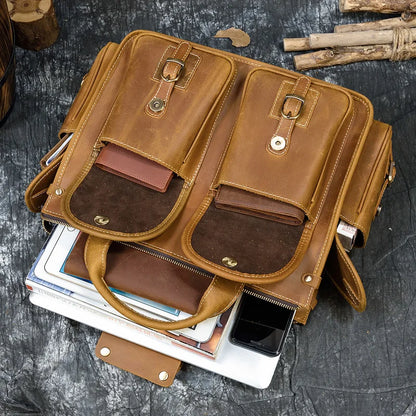 Laptop Briefcase Genuine Leather Shoulder Bag