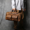 Brown Genuine Leather Duffle Overnight Bag