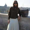 Dark Brown Faux Suede Moto Jacket Women’s Loose Fit