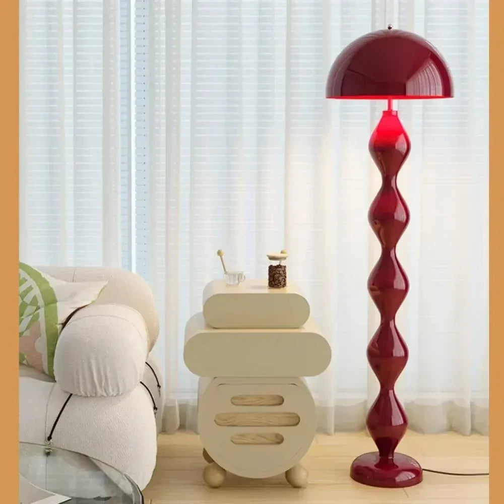 Cream Tall Macaron Mushroom Floor Lamp