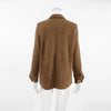 Brown Faux Suede Jacket Women’s Long Sleeve Lapel Coat with Pockets