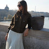Dark Brown Faux Suede Moto Jacket Women’s Loose Fit