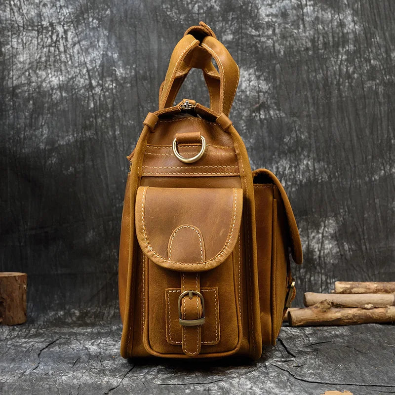 Laptop Briefcase Genuine Leather Shoulder Bag