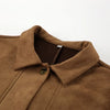 Brown Faux Suede Jacket Women’s Long Sleeve Lapel Coat with Pockets