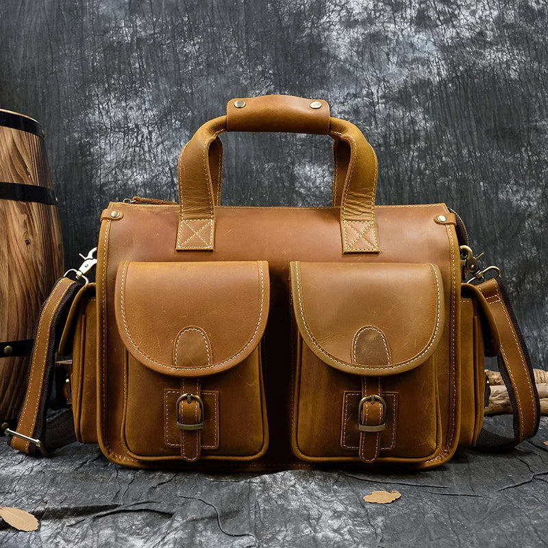 Laptop Briefcase Genuine Leather Shoulder Bag