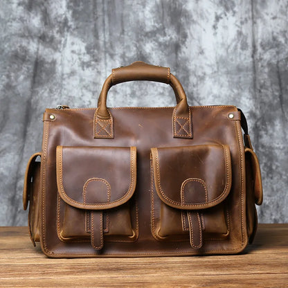 Vintage Leather Briefcase Men's Cowhide Bag