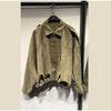 Brown Faux Suede Jacket Women’s Moto Bomber with Pockets