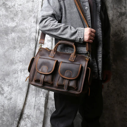 Vintage Leather Briefcase Men's Cowhide Bag