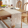 Boho Macrame Table Runner Cream Beige with Tassels