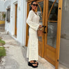 Summer knit hollow v neck beach maxi dress
