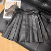 Pleather Mini Leather Skirt Double Waistband