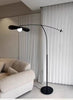 Modern Black and Gold Arc Floor Lamp Boho Hat Shade