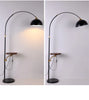 Black Arc Floor Lamp with Tray Table, Wireless Charging & Marble Base