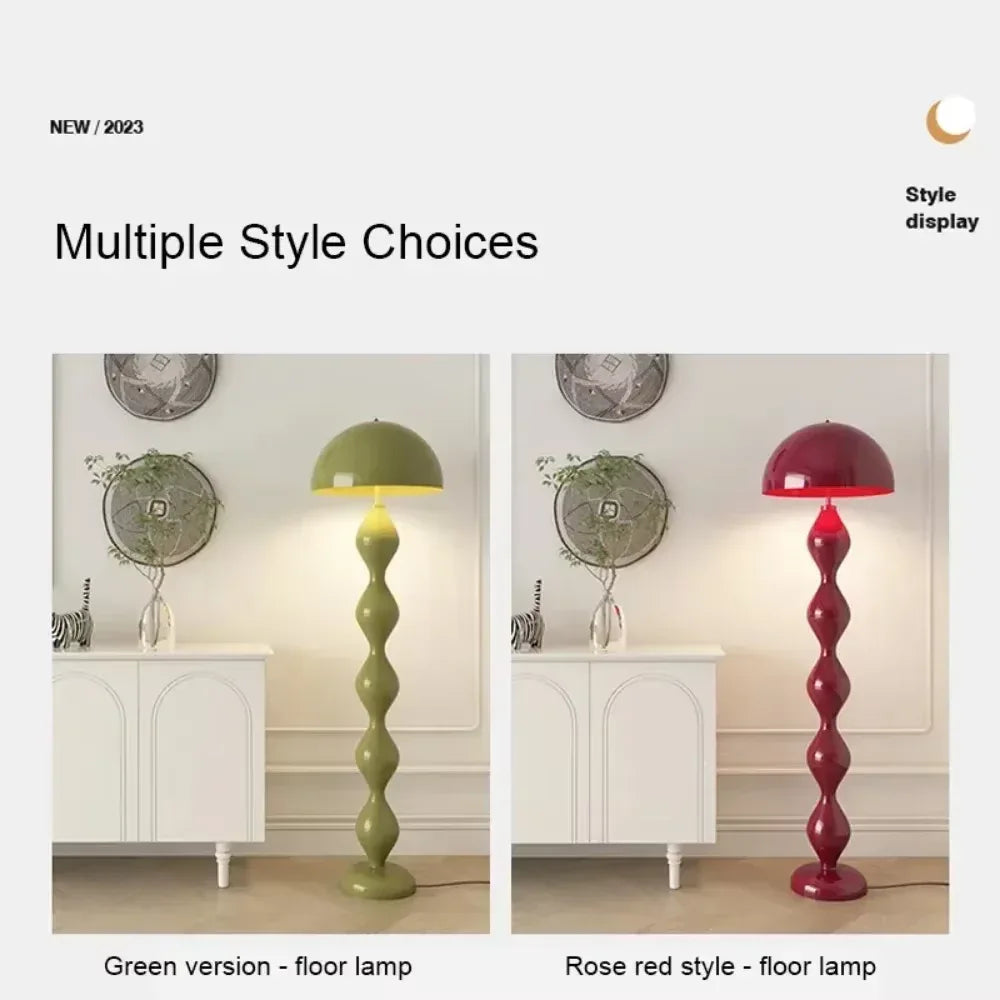 Cream Tall Macaron Mushroom Floor Lamp