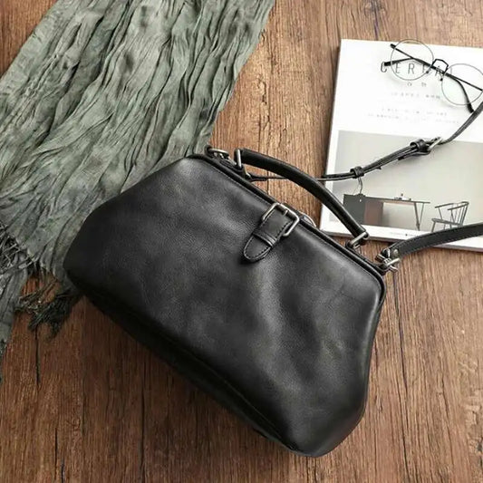 Women's Vintage Leather Crossbody Bag Doctor Purse