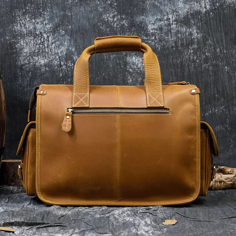 Laptop Briefcase Genuine Leather Shoulder Bag