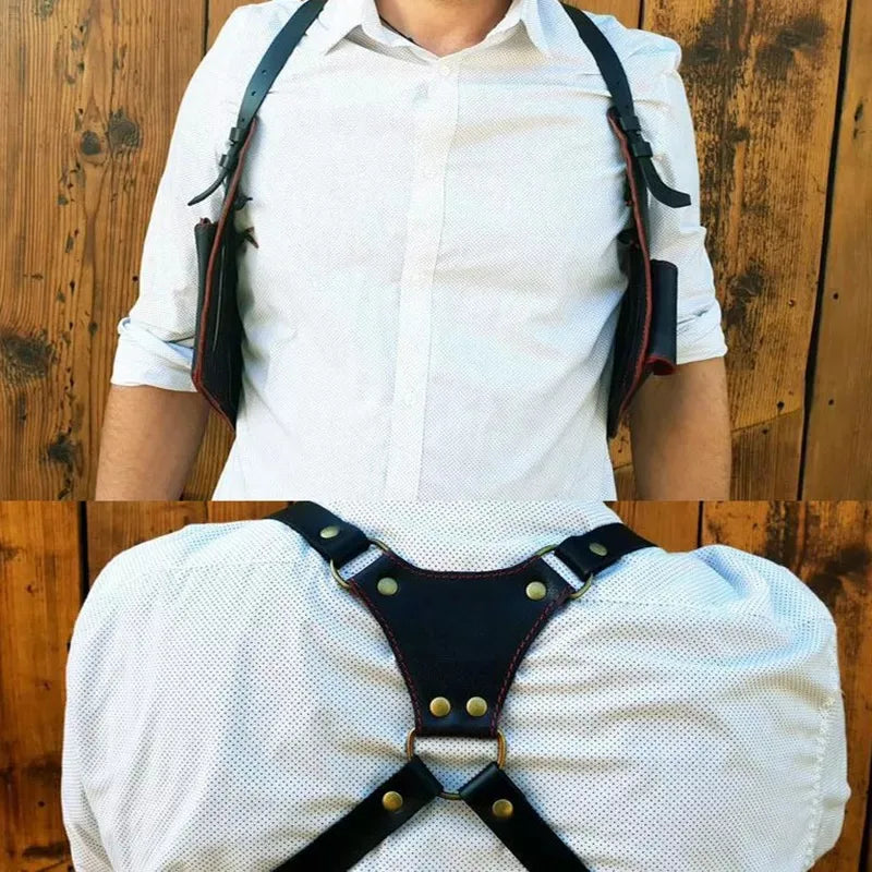 PU Leather Underarm Holster Wallet Medieval Chest Rig
