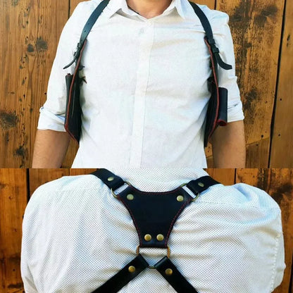 PU Leather Underarm Holster Wallet Medieval Chest Rig