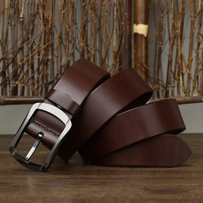 Men's Real Leather Belt with Modern Ceramic Buckle