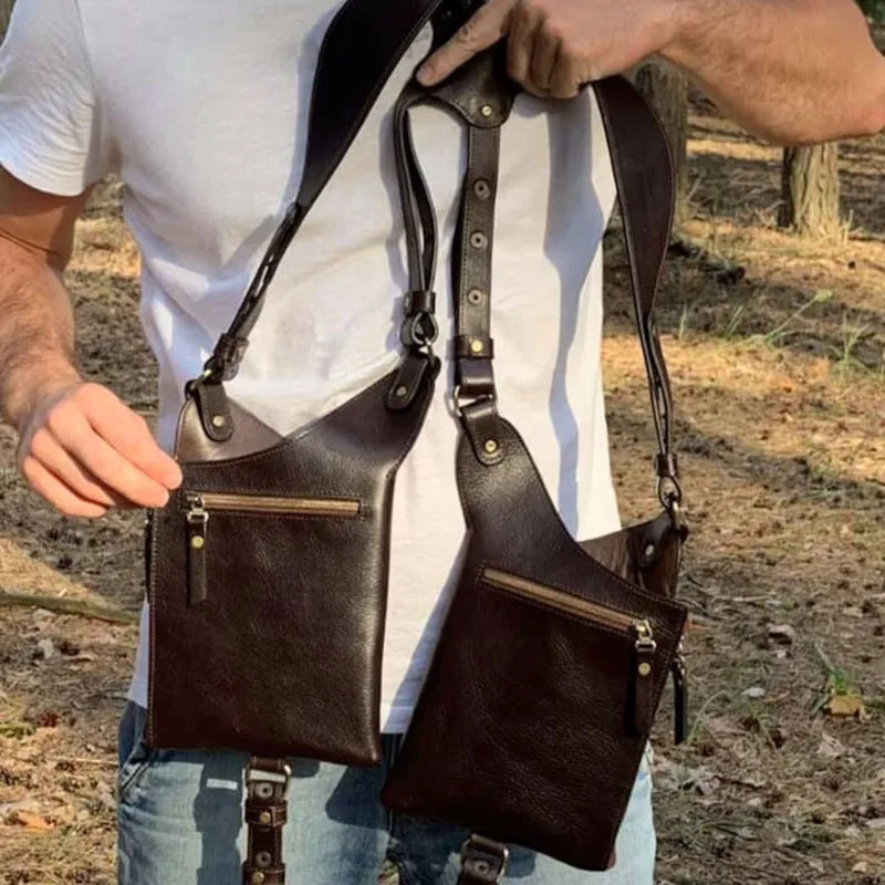 Men’s Double Underarm PU Leather Shoulder Holster Wallet