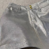 Women mini silver metallic skirt