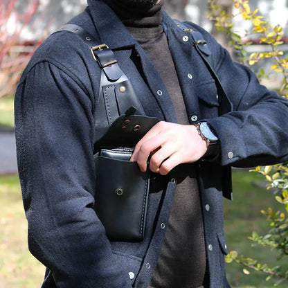 Men's Leather PU Shoulder Holster Wallet