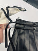 Pleather Mini Leather Skirt Double Waistband