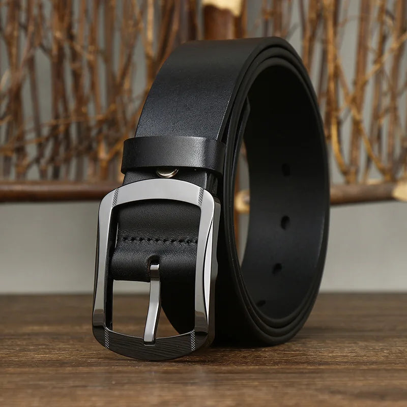 Men's Real Leather Belt with Modern Ceramic Buckle
