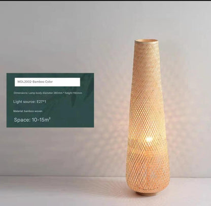 Modern bamboo weaving column floor lamp