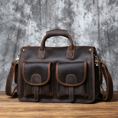 Vintage Leather Briefcase Men's Cowhide Bag