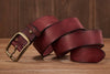 Men's Leather Belt in Brown Cowhide with Copper Pin Buckle