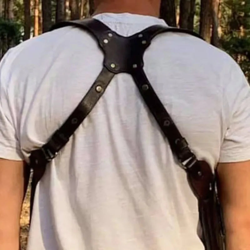 Men’s Double Underarm PU Leather Shoulder Holster Wallet