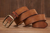 Men's Leather Belt in Brown Cowhide with Copper Pin Buckle