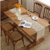 Boho Macrame Table Runner Cream Beige with Tassels