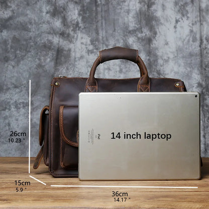 Vintage Leather Briefcase Men's Cowhide Bag