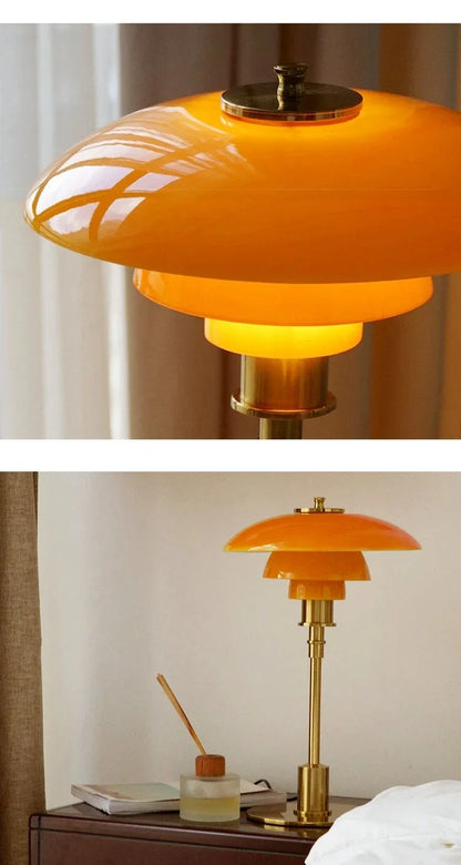 Mushroom Glass Bedside Light with Button Switch