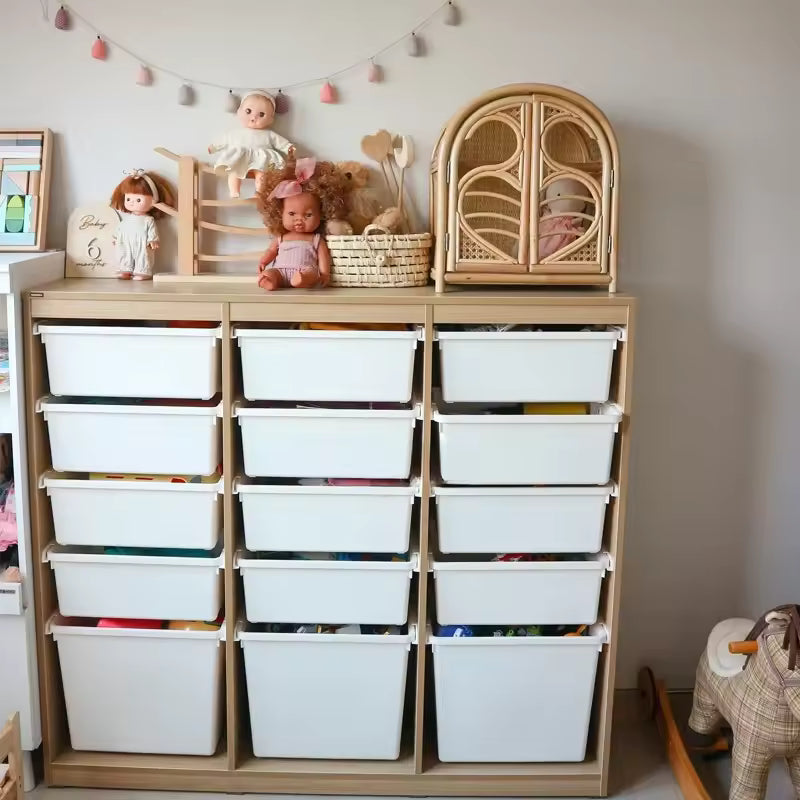 Handmade Rattan Toy Storage Cabinet with Drawers