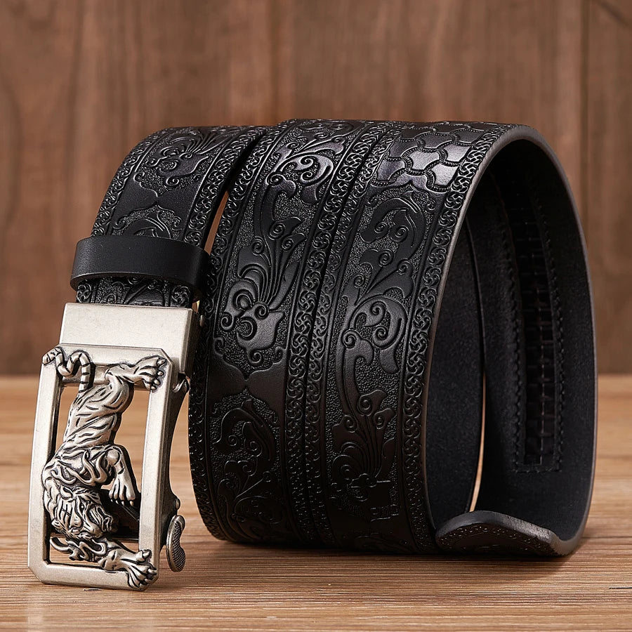 Tiger Buckle Genuine Leather Belt for Men
