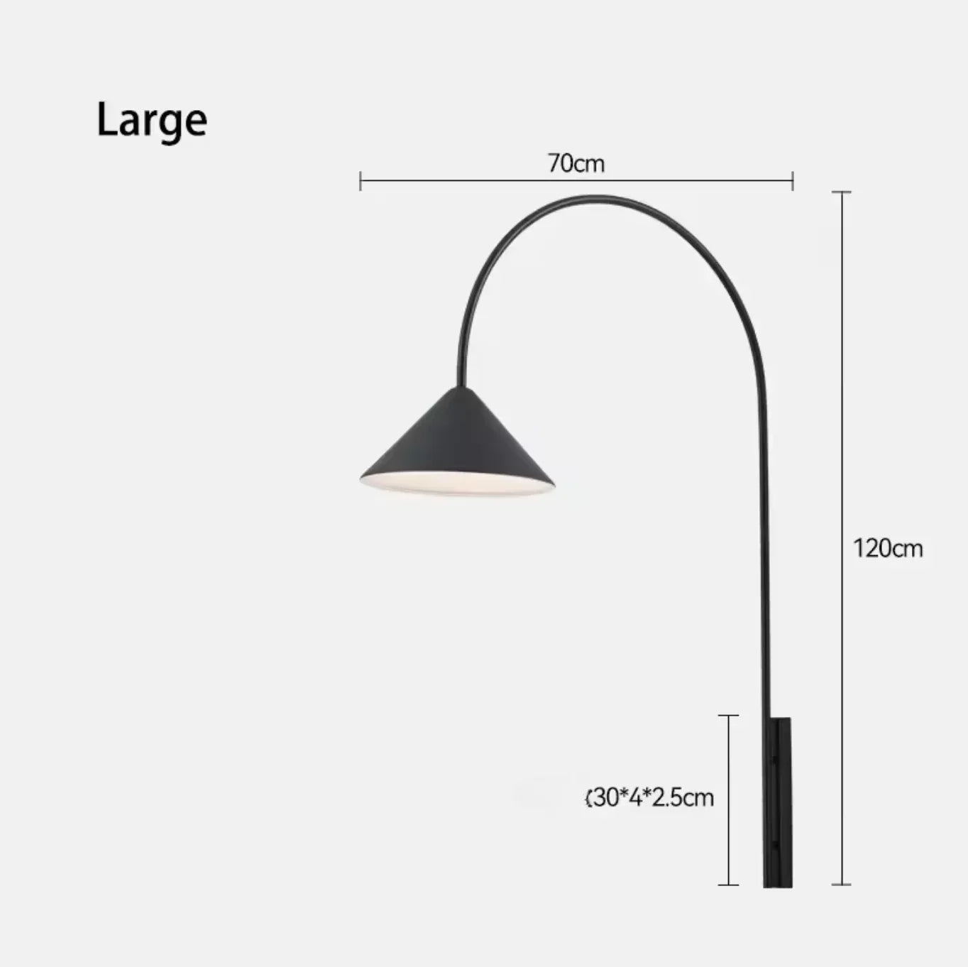 Black Cone Wall Sconce Long Arm Scandinavian Wall Light Fixture 3