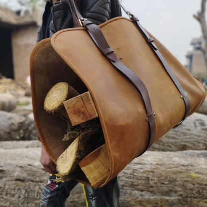 Real Genuine Leather firewood Carrier