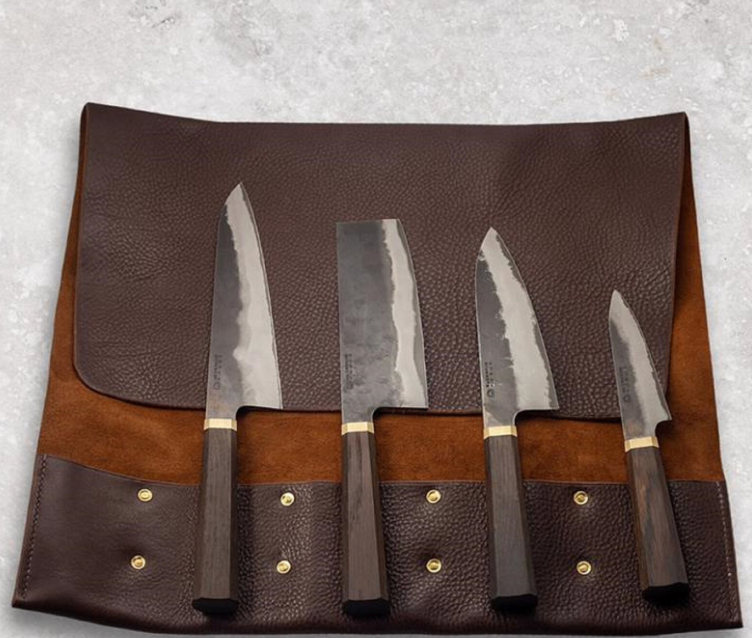 Small Leather Knife Roll Bag