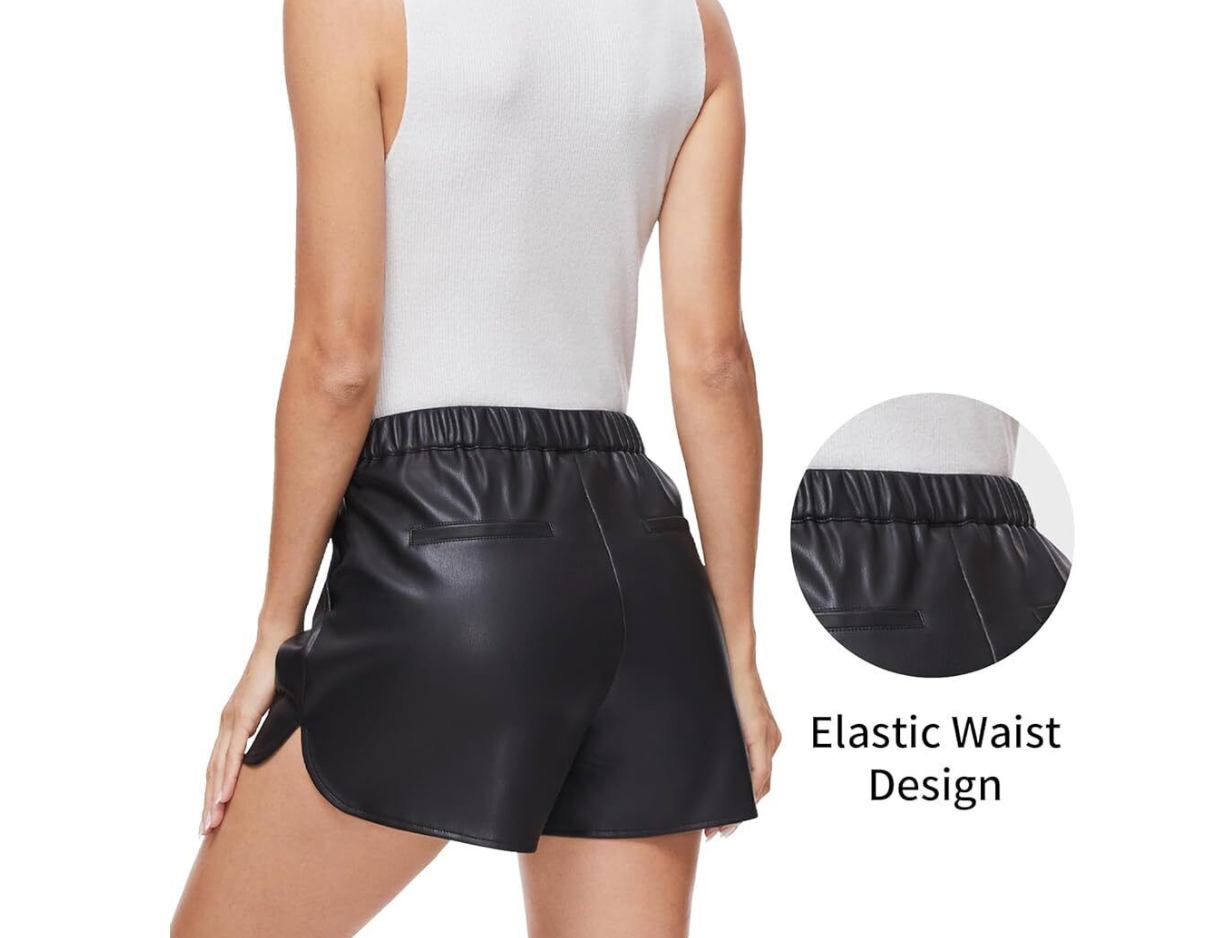 Genuine Leather Shorts Women High Waisted