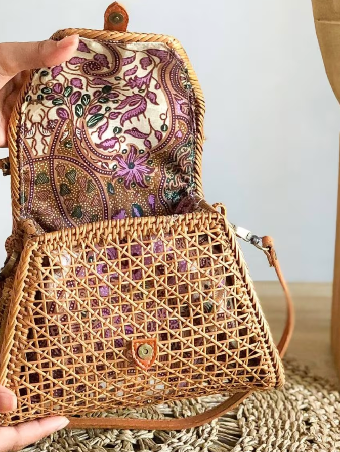 Natural Rattan Wicker Handbag