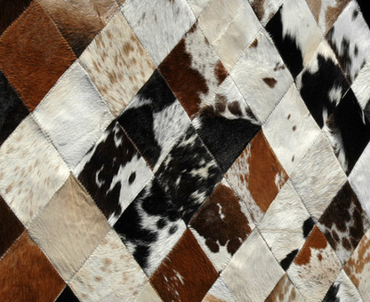 Tricolor Cowhide Patchwork Rug