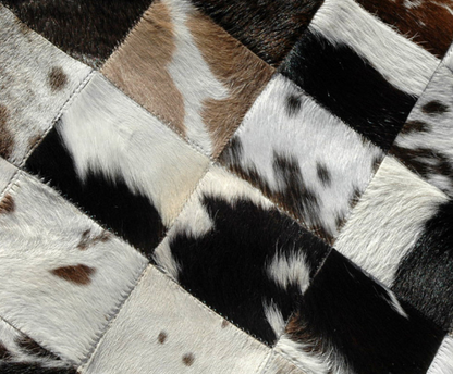 Tricolor Cowhide Patchwork Rug