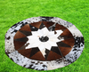 Natural Cowhide Patchwork Rug Round Circle Pattern