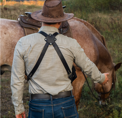 Double shoulder holster leather bag