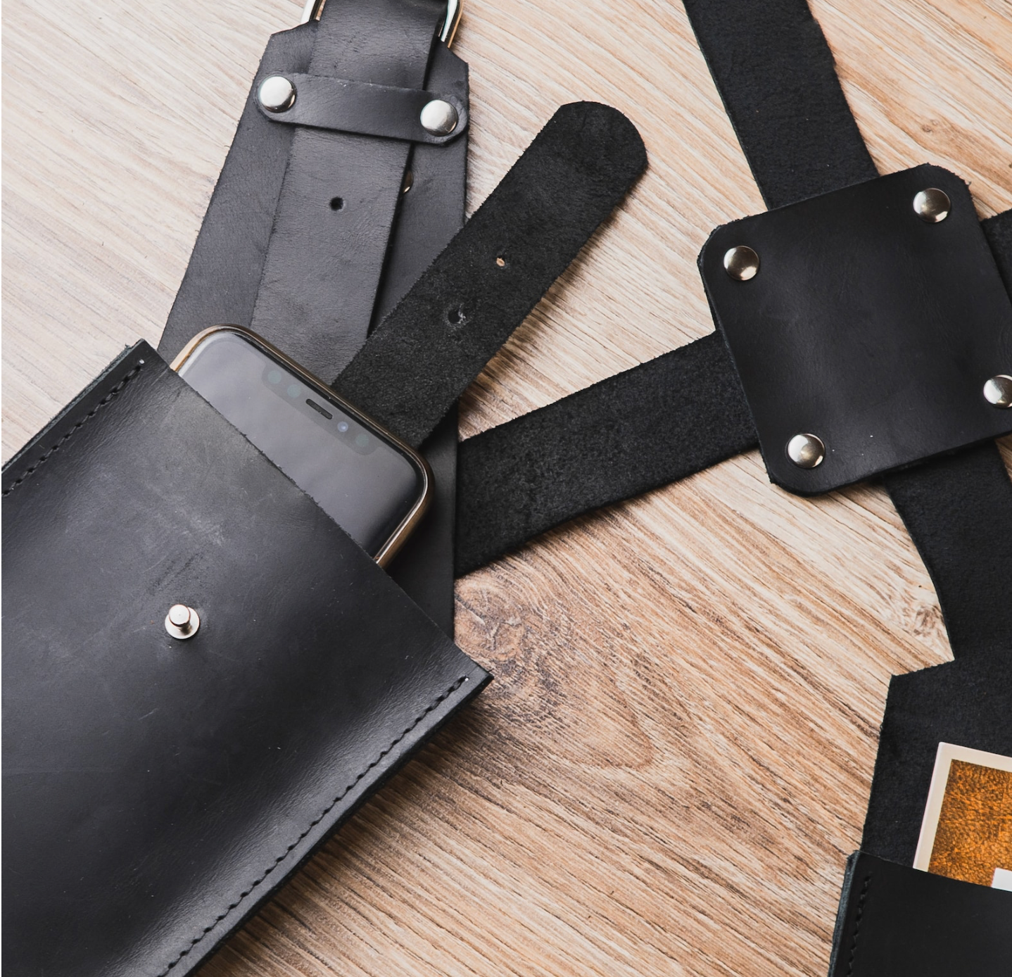 Double shoulder holster leather bag